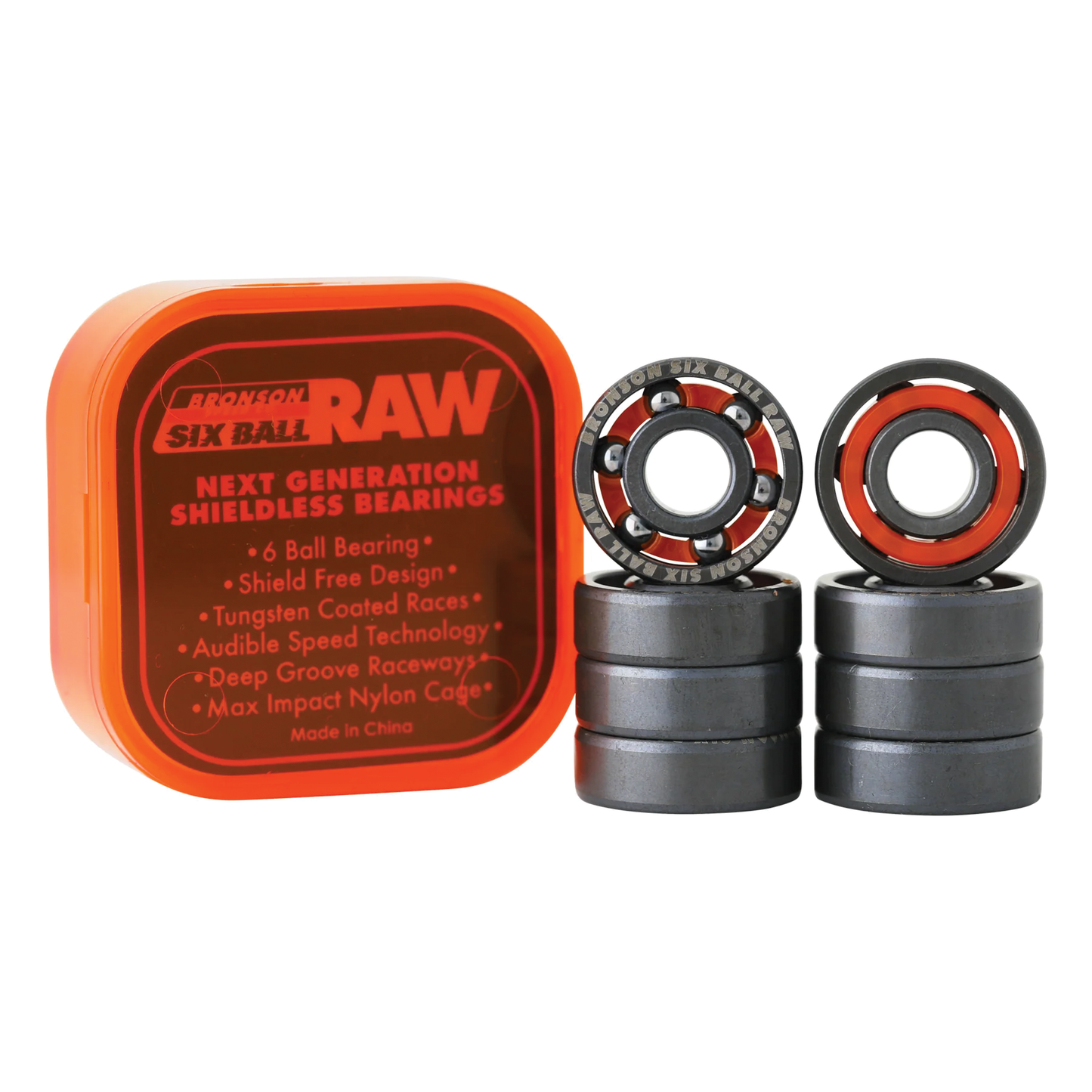 Bronson RAW 6-Ball skateboard bearings