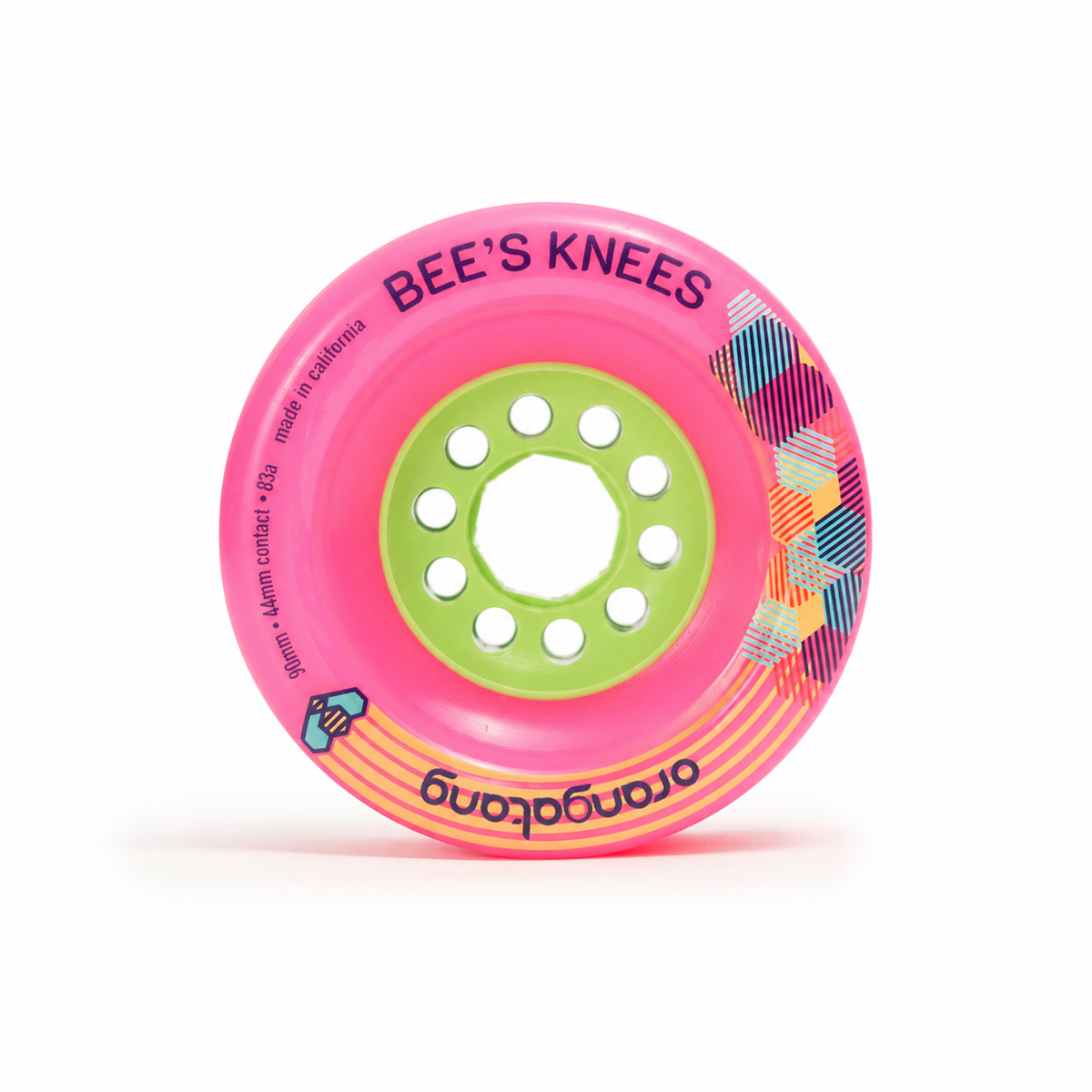Orangatang Bee's Knees 90mm 83a Pink wheel detail