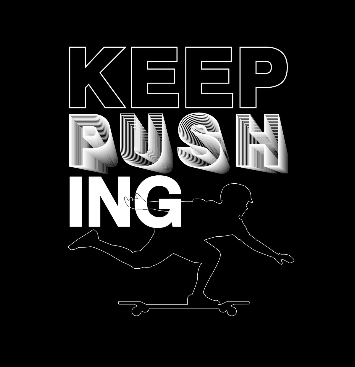 Keep Pushing Blended - DriFit Black Shirt