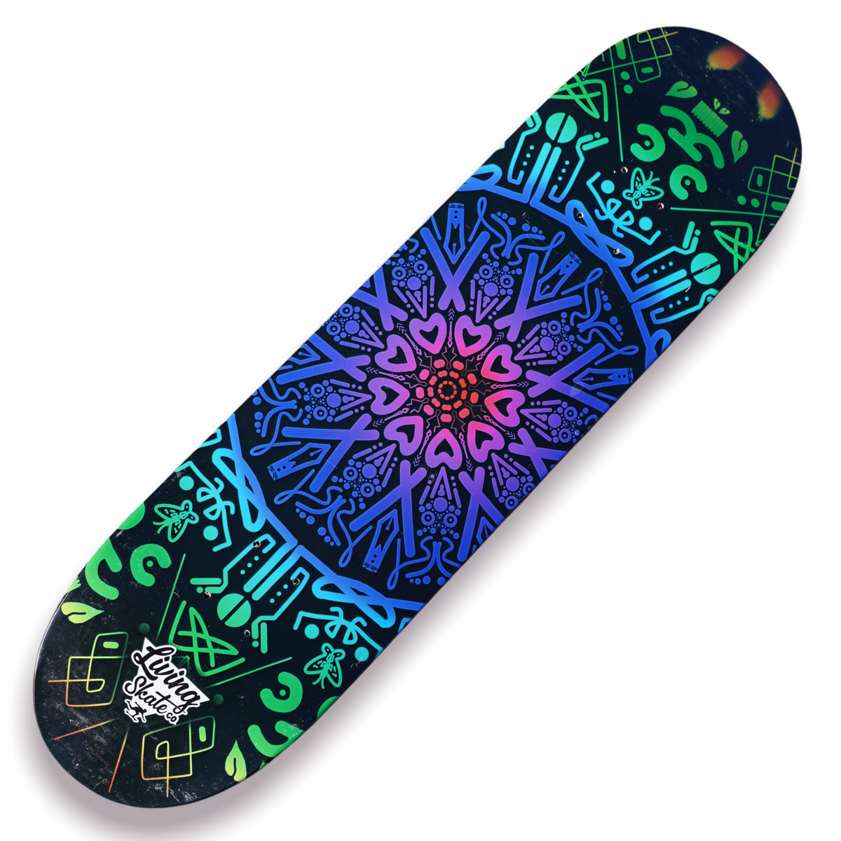 8.25” Living Skate Co. Mandala Skateboard Deck - factory second with scratches