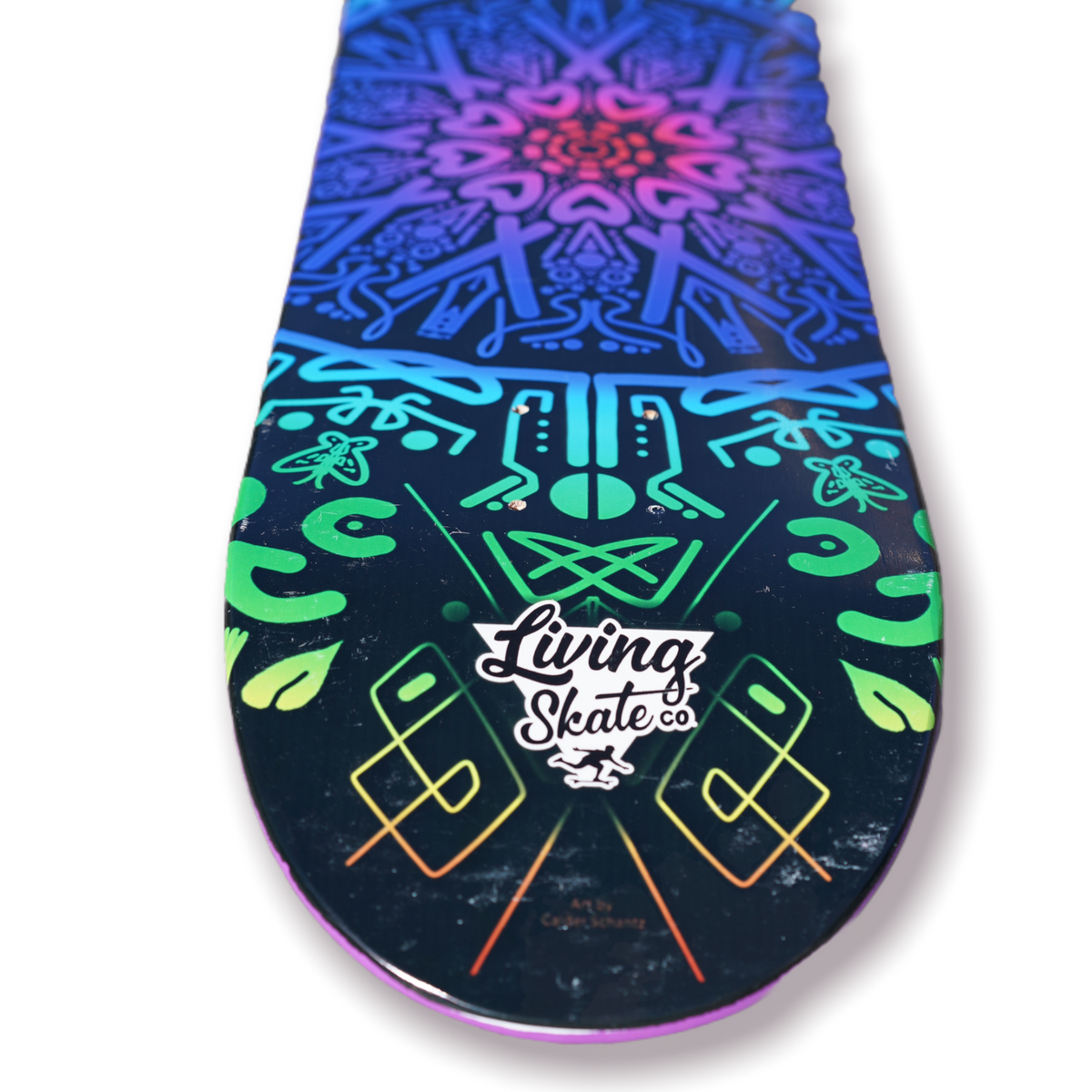 8.25” Living Skate Co. Mandala Skateboard Deck - factory second with scratches