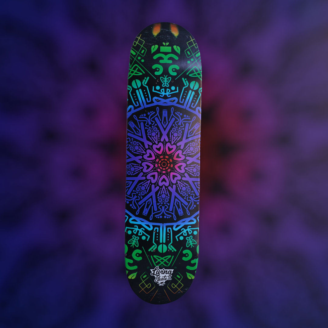 8.25” Living Skate Co. Mandala Skateboard Deck - factory second with scratches