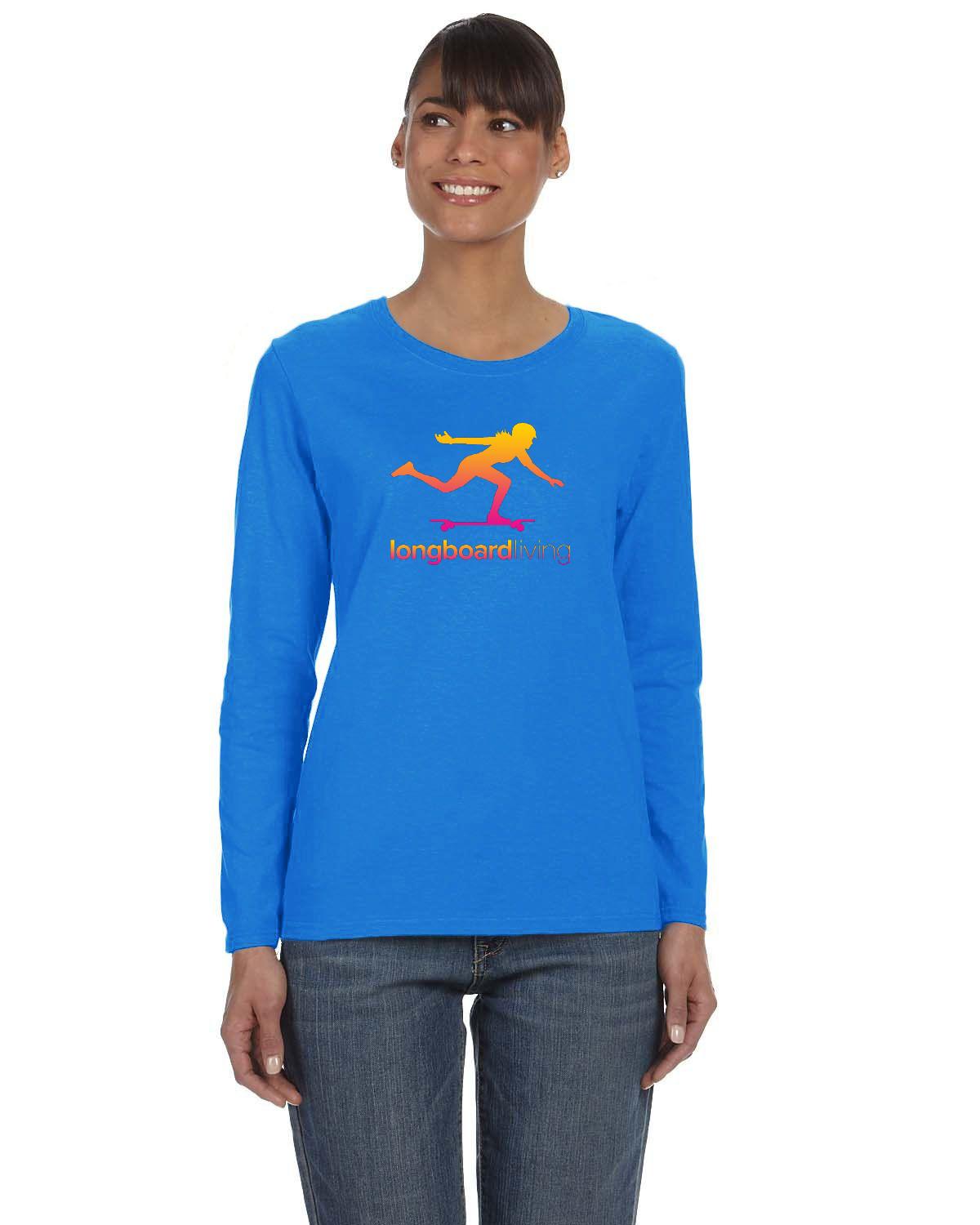 Longboard Living - Ladies Long Sleeve Shirt ELLE logo pink / orange