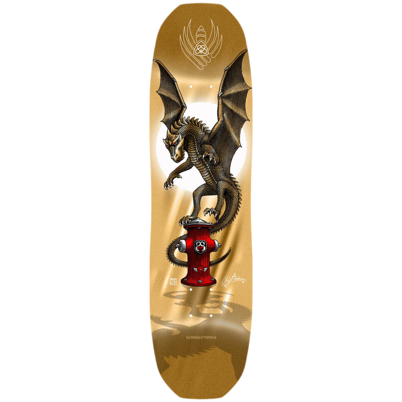 Powell Peralta Pro Andy Anderson Baby Heron (Vajra) GOLD FOIL FLIGHT® Skateboard Deck, 8.4 x 32.5