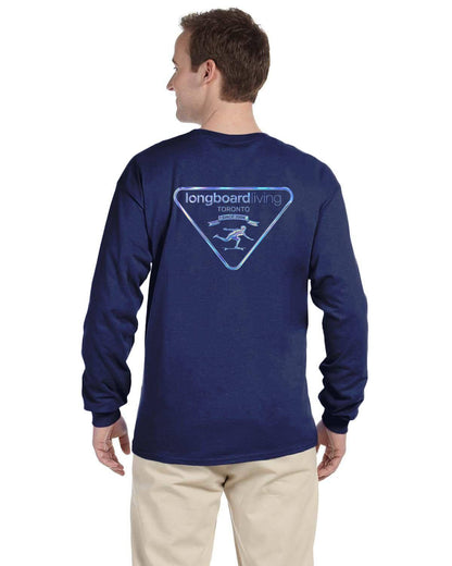 Navy Blue + Triangle Iridescent Long Sleeve Shirt
