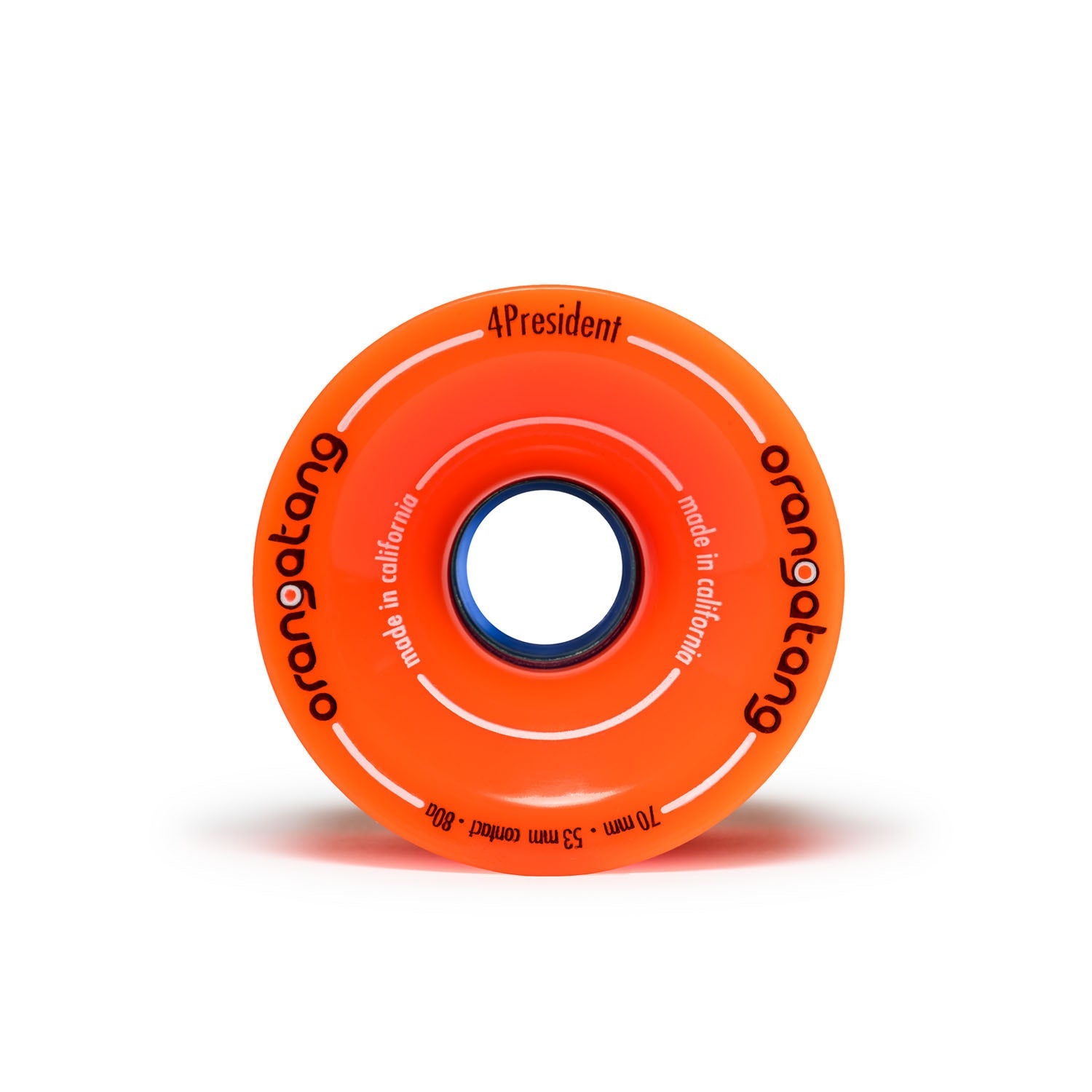 Orangatang 4President 70mm 80a Orange longboard wheel front view