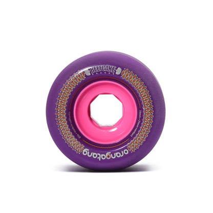 Orangatang Beefcake 73mm 83a Purple longboard wheel front view