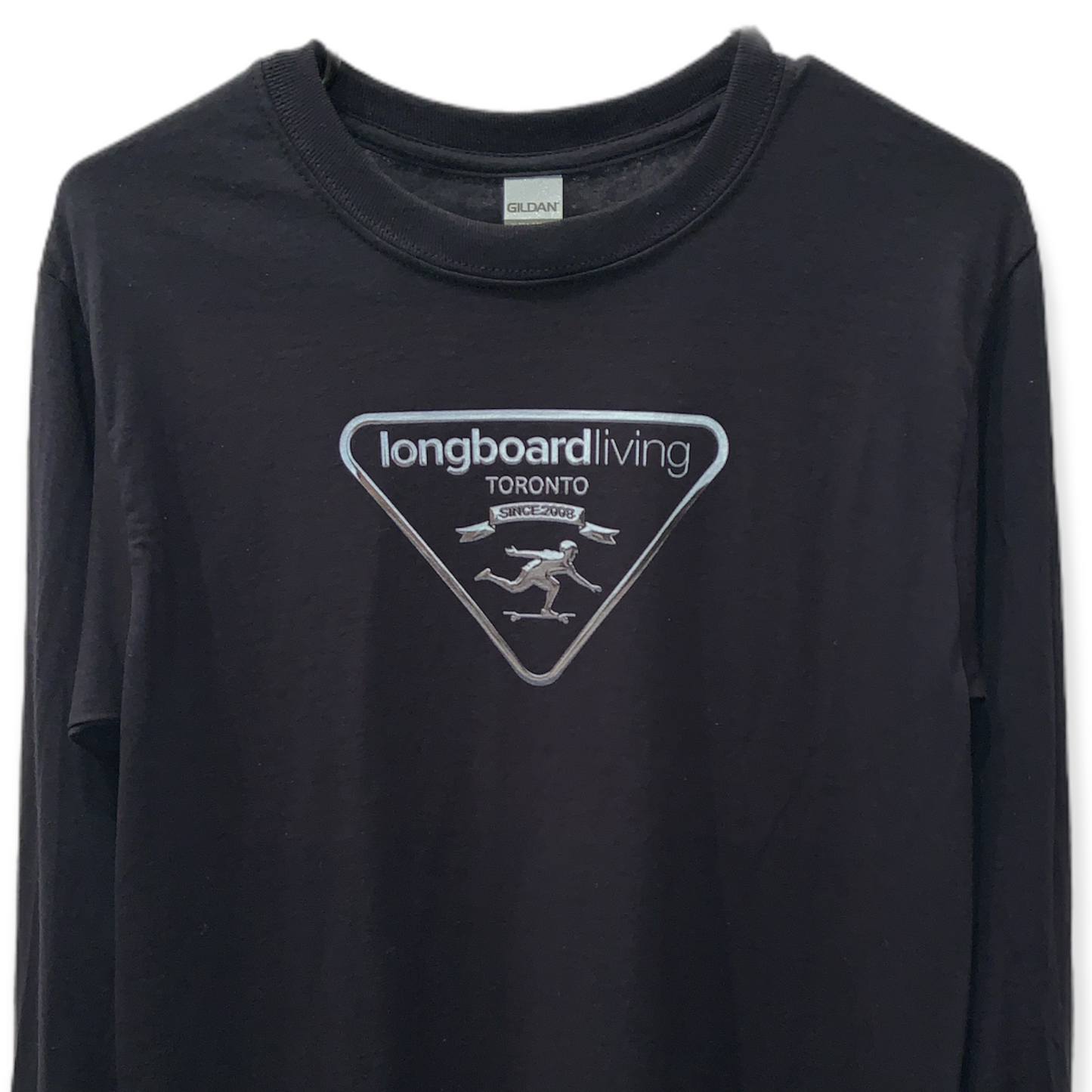 Long Sleeve Longboard Living Triangle Shirt - Black
