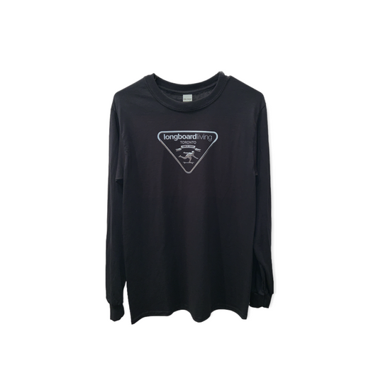 Long Sleeve Longboard Living Triangle Shirt - Black