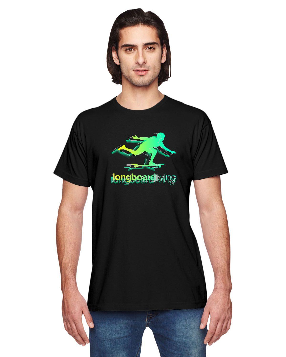Longboard Living Stencil Shirt - Green / Yellow Fade