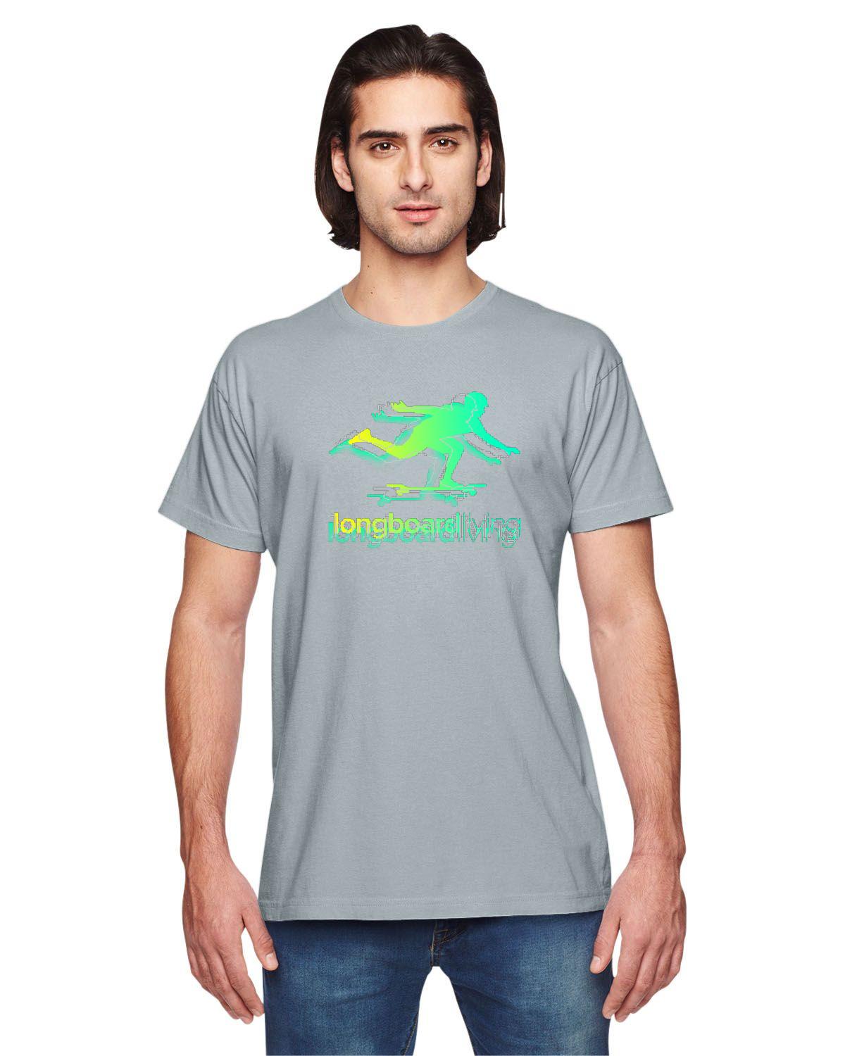 Longboard Living Stencil Shirt - Green / Yellow Fade