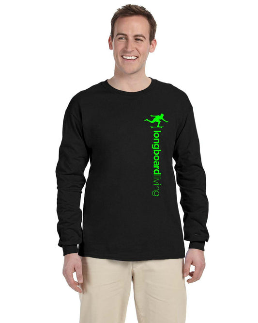 Longboard Living Long Sleeve Shirt - Vertical Green Print