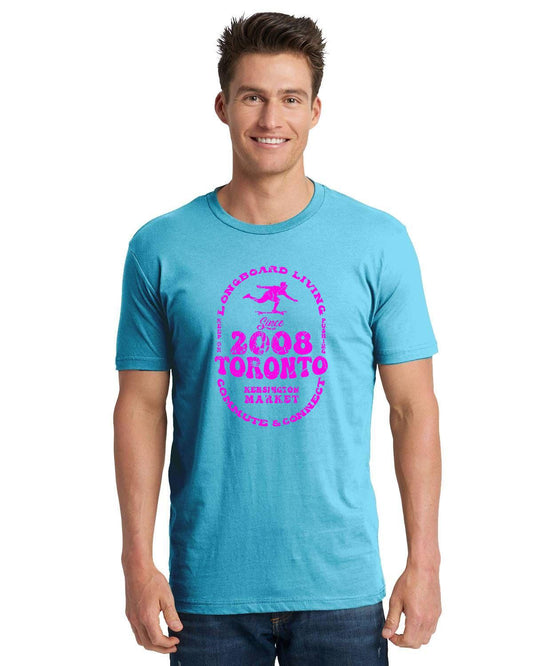 Since 2008 Distressed - Turquoise Shirt Pink Print